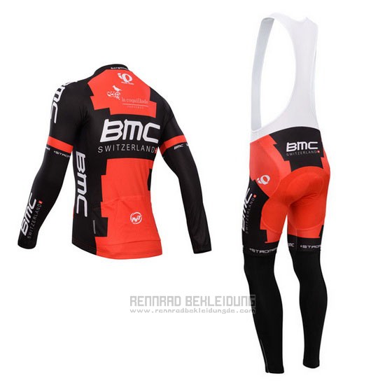 2014 Fahrradbekleidung BMC Shwarz und Rot Trikot Langarm und Tragerhose